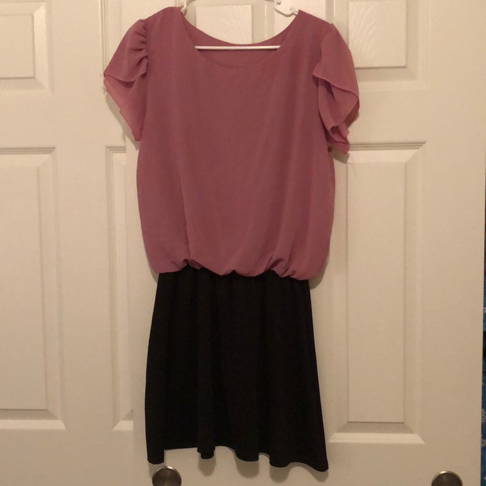 Rose pink and black dress medium to large